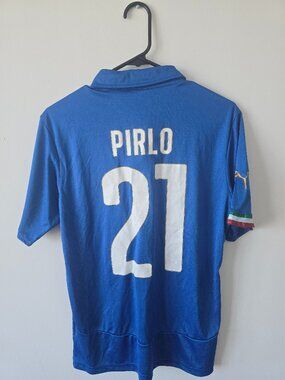 Italy Pirlo #21 Jersey Puma Blue Soccer Football Shirt Men